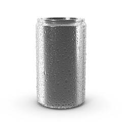 Matte silver slim drink can with condensation PNG