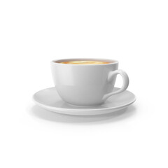 3d Cappuccino Coffee Cup White Porcelain Morning Beverage Png transparent background