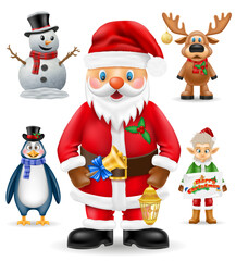christmas and new year person characters holiday symbols cartoon stock vector illustration isolated on white background