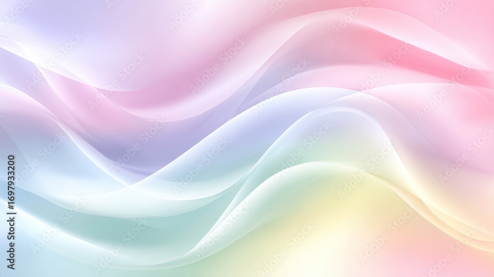 Poster a soft, pastel-colored wave pattern flowing seamlessly, creating a serene and calming visual effect.