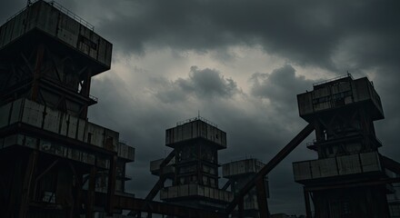 Industrial structures under a dramatic sky