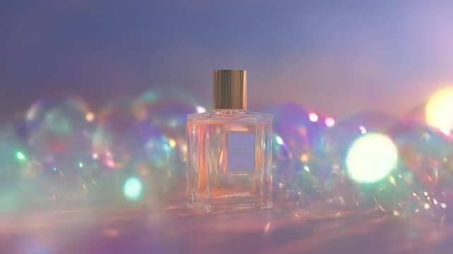Colorful perfume bottle closeup