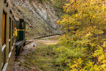 View from a train on Sarganska Osmica (Sargan Eight) narrow-gauge heritage railway, Serbia