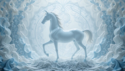 white horse on blue white horse in the snow white horse on blue background beautiful view and seen beautiful background and wallpaper hd picture 