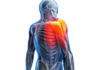 3D rendered Medical Illustration Anatomy - Inflamed Deltoid.. isolated on transparent or white background