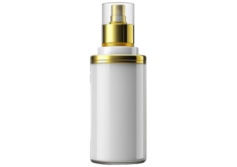 5G plastic jar cosmetic container white gold cap isolated on a transparent or white background