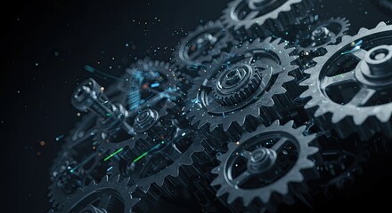 Interlocked gears in motion