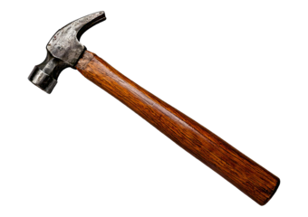 Construction Hammer top view full length, isolated on transparent or white background