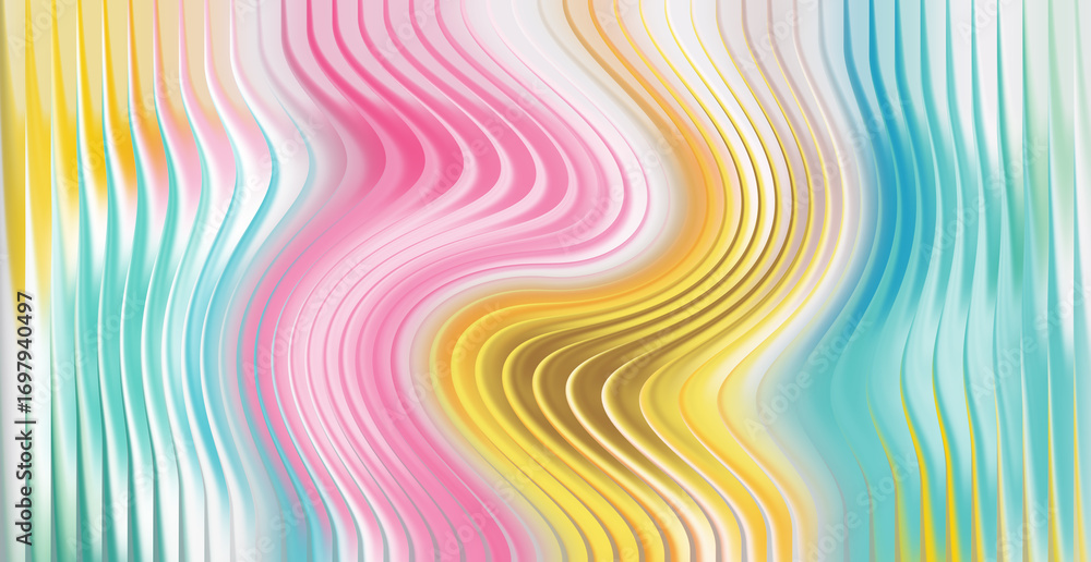 Poster pastel colored wavy lines create a soft and dreamy abstract background