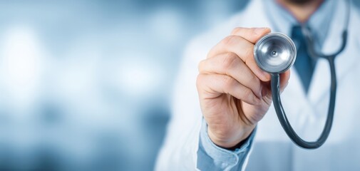 The Stethoscope in a Doctor's Hand During Clinical Examination and Patient Consultation