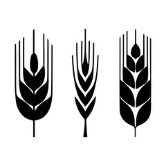 stylized black wheat stalks on white background