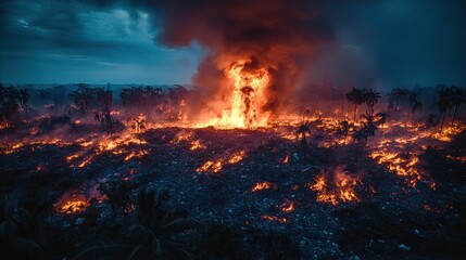 Tropical rainforest ablaze