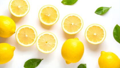 Fototapeta premium Fresh lemon halves on white background