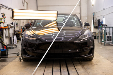 Before and After, car Dent Removal with PDR After Hail Damage, auto body repair transformation