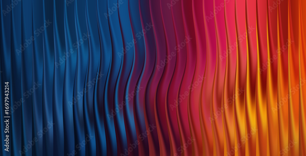 Poster abstract colorful gradient background with vertical pleated pattern and texture