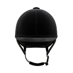 Fototapeta premium Black equestrian velvet helmet a classic safety gear for horse riding and jockey sport