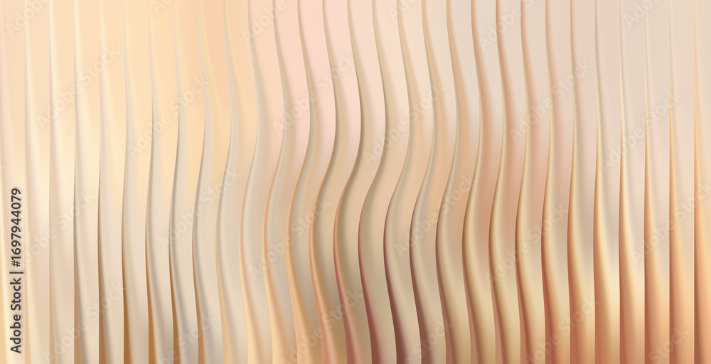 Poster abstract background with beige vertical lines and soft wave in the middle