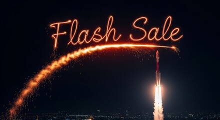 Ignite your sales with this vibrant flash sale rocket launch, perfect for promotions and exciting offers