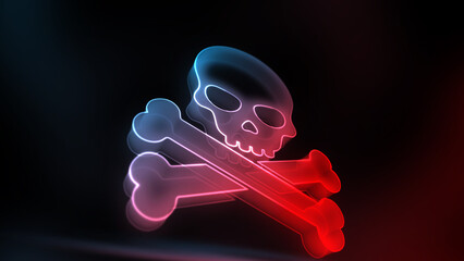 Skull danger symbol glass style