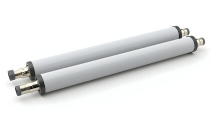 Ecology A solar water heater tube set, isolated on a white background, for green home branding, sustainable energy visuals, and eco product promotions