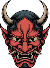 Fierce Oni Demon Samurai Warrior Graphic
