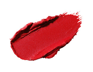 Close-up of a vibrant red lipstick smudge