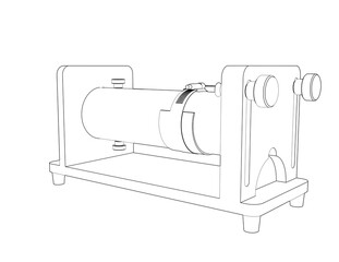 Precision Rodent Restrainer: A Monochrome Technical Drawing for Mouse and Rat Research. Detailed Wireframe Line Art for Laboratory Animal Handling, Scientific Study, and Preclinical Drug Testing.