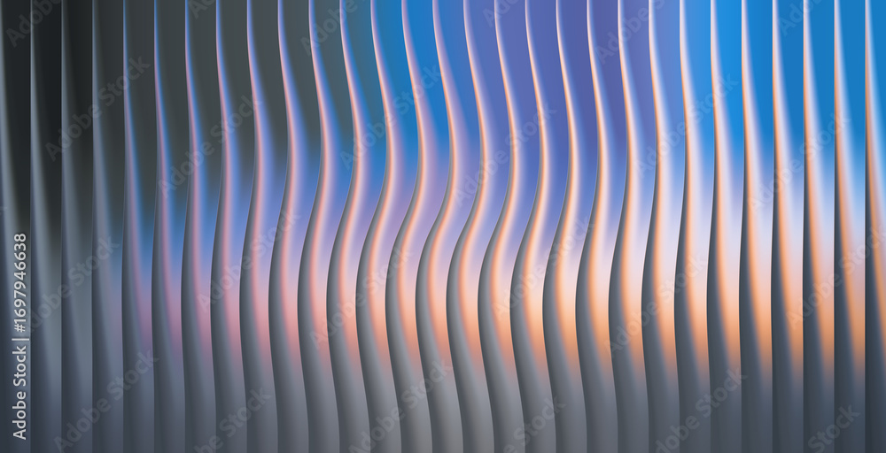 Poster abstract background with vertical lines and a wavy pattern in cool tones
