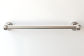 Sleek, polished chrome towel bar with elegant, rounded finials, ideal for bathroom or powder room
