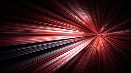 Fototapeta premium Dynamic vivid light rays burst with radial motion in deep red black and white colors creating a sense of speed energy and focus