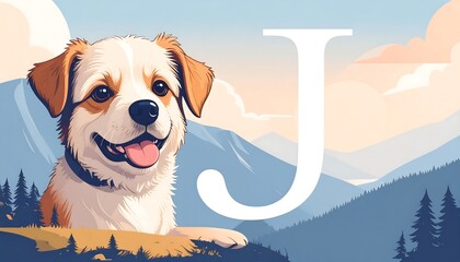 Cute dog letter J