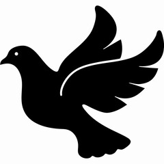 Eco Dove Black Silhouette Art Vector