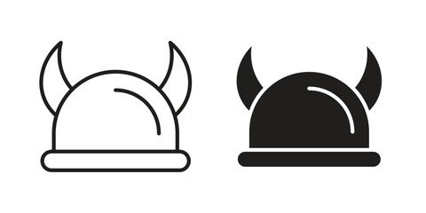 Medieval Helmet with Horns icon symbol for logo, web, app designs.