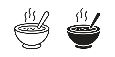 Japanese soup bowl icon symbol for logo, web, app designs.