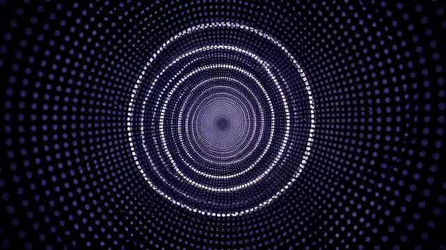 Abstract circular pattern with concentric dots creating a mesmerizing visual effect in deep blue tones
