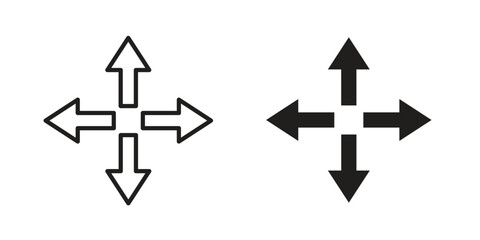 Four directions icon symbol for logo, web, app designs.