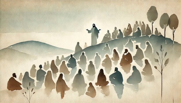 Jesus Teaching the Beatitudes on the Mount.