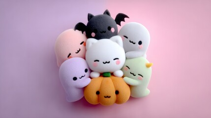Kawaii Halloween Characters in a Group Hug