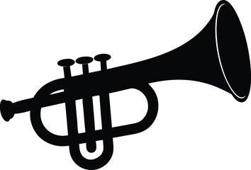 Black Bugle Or Trumpet Silhouette On White Background