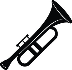 Black Bugle Or Trumpet Silhouette On White Background