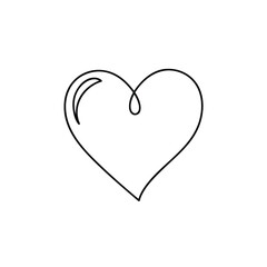 A continuous oneline drawing of a heart symbol with a simple highlight detail.