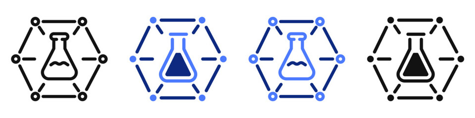 Vector icon or logo of laboratory flask related to chemistry and biology science, education and medicine. Symbol for website or app UI, logo design, illustration
