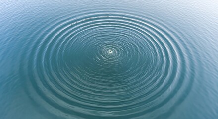 Fototapeta premium Water Ripple Overhead A minimalist design of an abstract concentric ripple in calm blue water from an overhead perspective