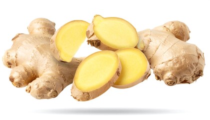 Fresh ginger root slices