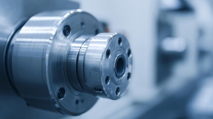Fototapeta premium Industrial metal spindle sparkles in steely dance, precision engineering, machinist's jubilee, celebrating mechanical marvels and Inventors Day