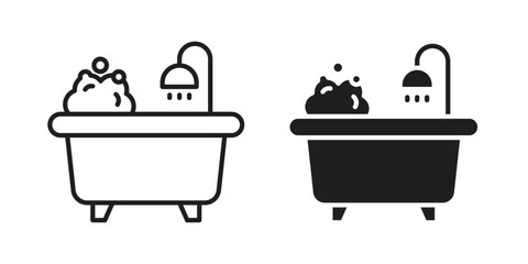 Bathtube icon symbol for logo, web, app designs.