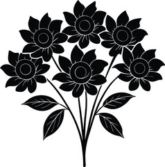 Elegant Black Flower Bouquet Silhouette