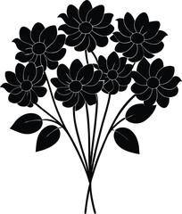 Elegant Black Floral Bouquet Silhouette