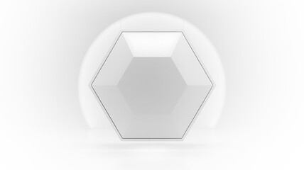 Abstract hexagonal shape with light and shadow play