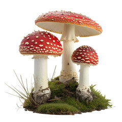 Red and White Toadstools on a Transparent Background